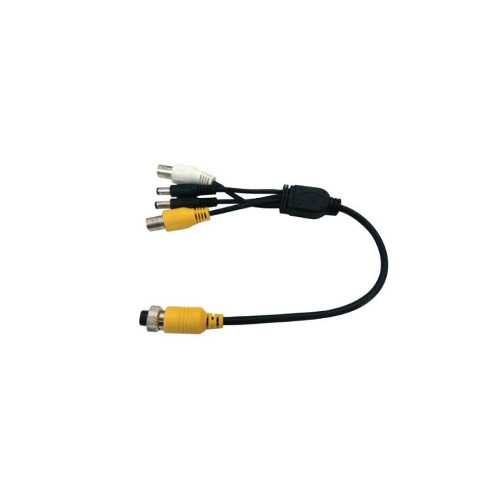 4-core aviation connector to audio/video and power cable, 5.5 meters length., MC-AM4-BNCFx2DC5.5Mx2 4-core aviation connector to audio/video and power cable, 5.5 meters length., MC-AM4-BNCFx2DC5.5Mx2