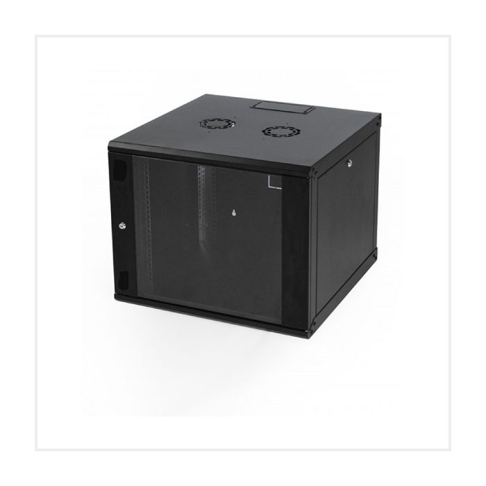 Connectix RackyRax Wall Mounting Cabinet 9U c/w Inset Glass Door, RR-W1-9-G