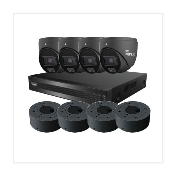 4K 8CH Kit with 4 TURVIPS4-6IL-FG and 4 VIP-RING-03-FG, VIPKITIP-8CH-4TUR6MPIL-BBG 4K 8CH Kit with 4 TURVIPS4-6IL-FG and 4 VIP-RING-03-FG, VIPKITIP-8CH-4TUR6MPIL-BBG