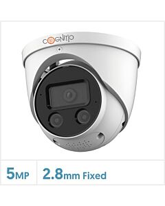Cognitio TIOC2 ENHANCED 5MP IR Fixed Focal AI Deterrence Network Turret Camera (White), COG5C-AI-IP-TUR-FW