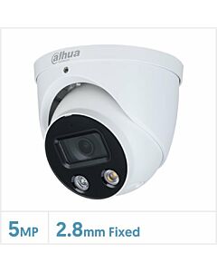 Dahua 5MP Full-colour Active Deterrence TIOC Fixed Lens Turret WizSense Network Camera (White), IHDW3549HP-AS-PV28