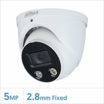 Dahua 5MP Full-colour Active Deterrence TIOC Fixed Lens Turret WizSense Network Camera (White), IHDW3549HP-AS-PV28