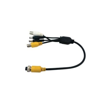 4-core aviation connector to audio/video and power cable, 5.5 meters length., MC-AM4-BNCFx2DC5.5Mx2