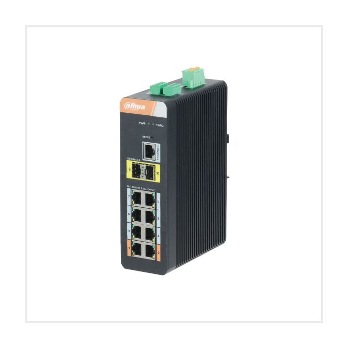 Dahua 10-Port Gigabit Industrial Switch with 8 Port Gigabit PoE (Managed) main product photo