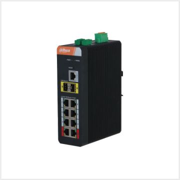 Dahua 10-Port Managed Industrial Gigabit Switch with 8-Port PoE (V2.0), DH-PFS4210-8GT-DP-V2
